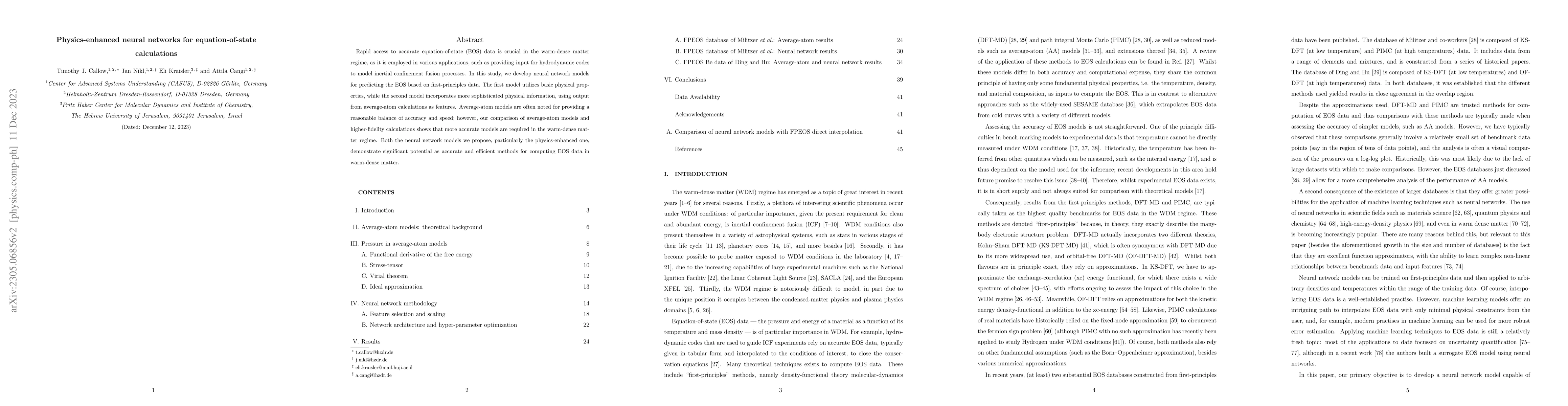 Thumbnail for Physics-enhanced neural networks for equation-of-state calculations