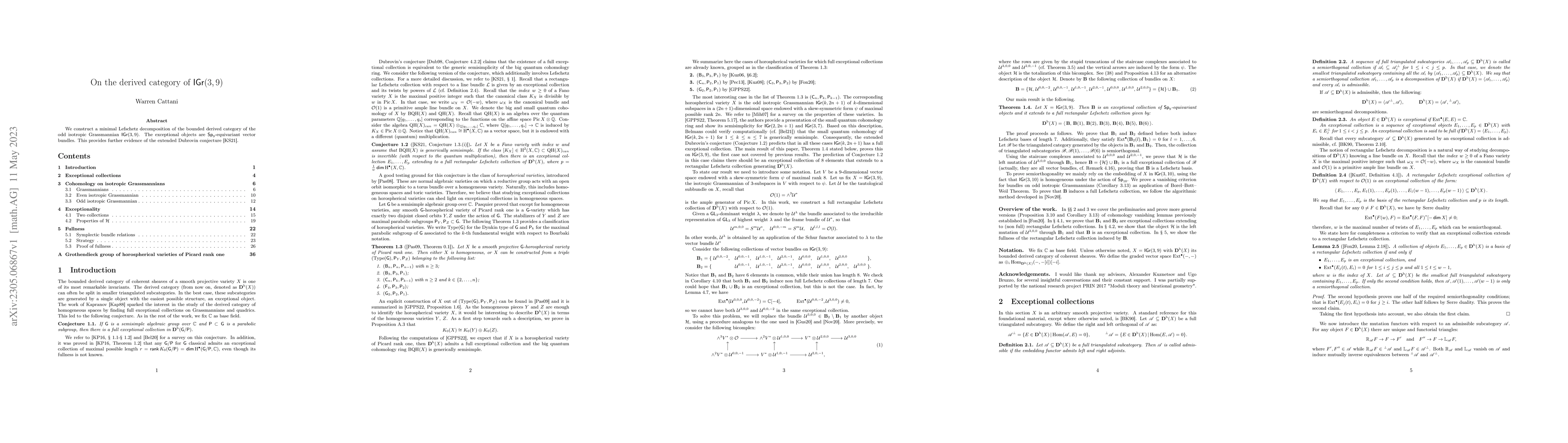Thumbnail for On the derived category of IGr(3, 9)