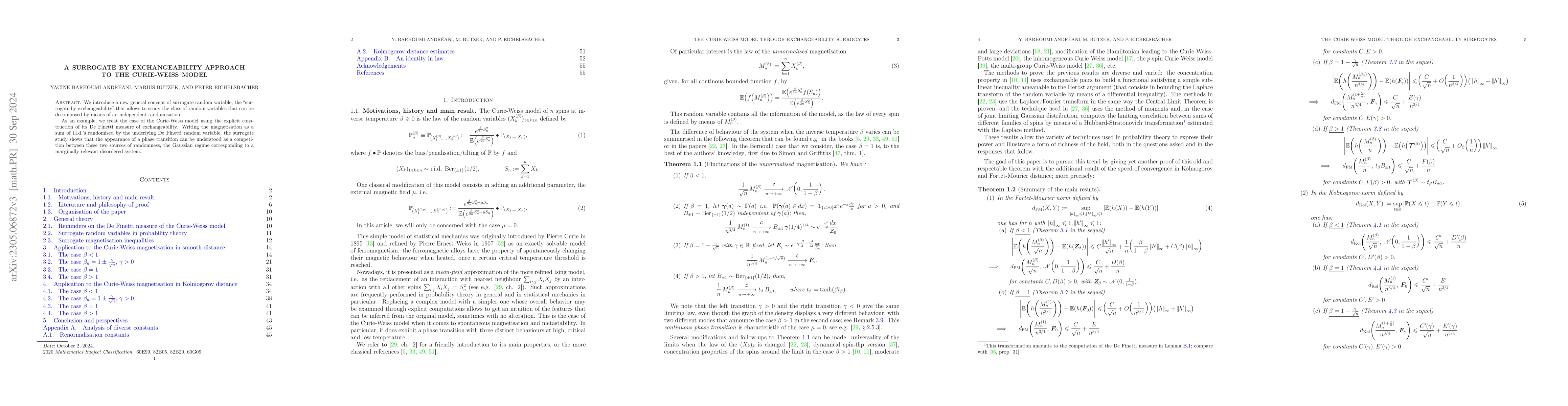 Thumbnail for A surrogate by exchangeability approach to the Curie-Weiss model