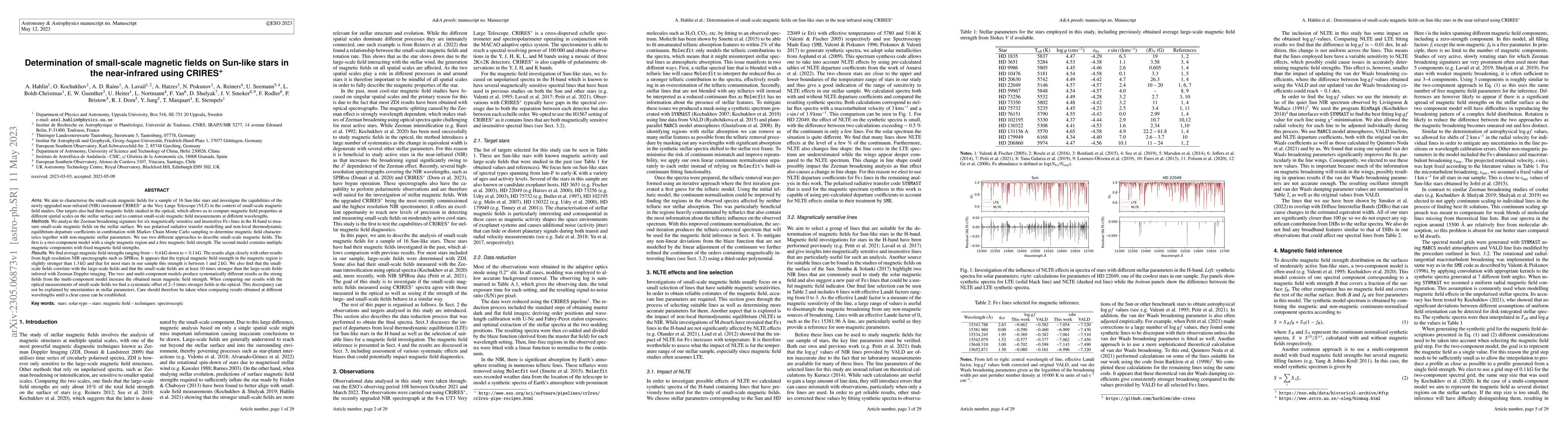 Thumbnail for Determination of small-scale magnetic fields on Sun-like stars in the
  near-infrared using CRIRES$^+$