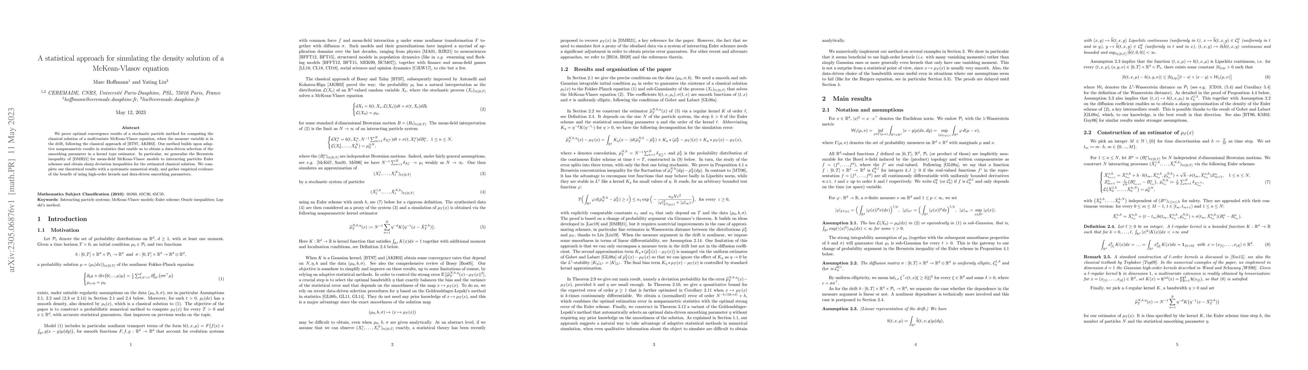 Thumbnail for A statistical approach for simulating the density solution of a
  McKean-Vlasov equation