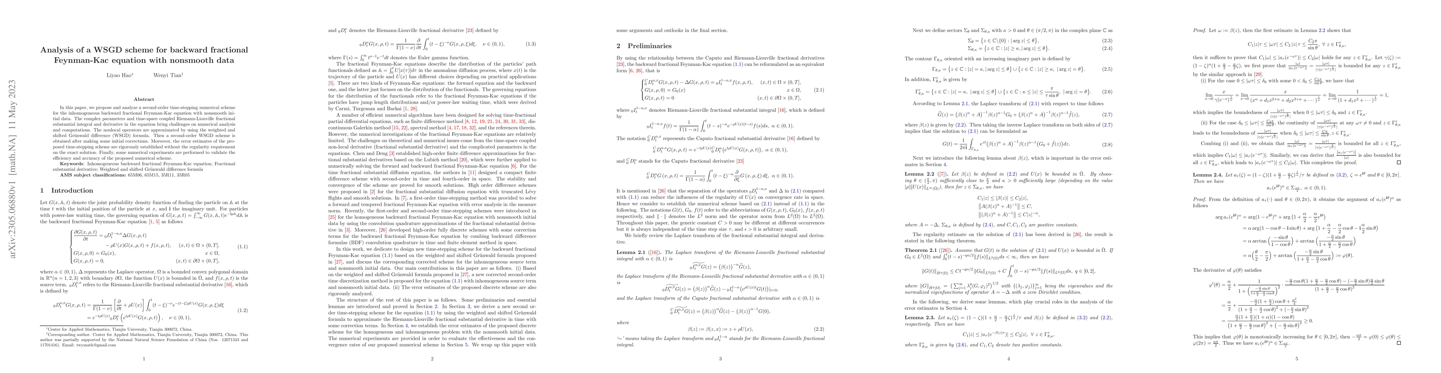 Thumbnail for Analysis of a WSGD scheme for backward fractional Feynman-Kac equation
  with nonsmooth data