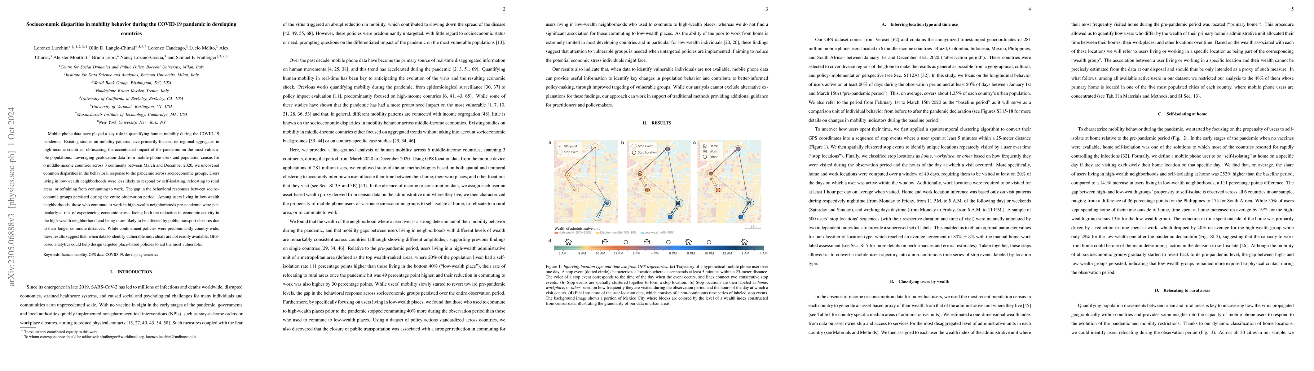 Thumbnail for Socioeconomic disparities in mobility behavior during the COVID-19
  pandemic in developing countries