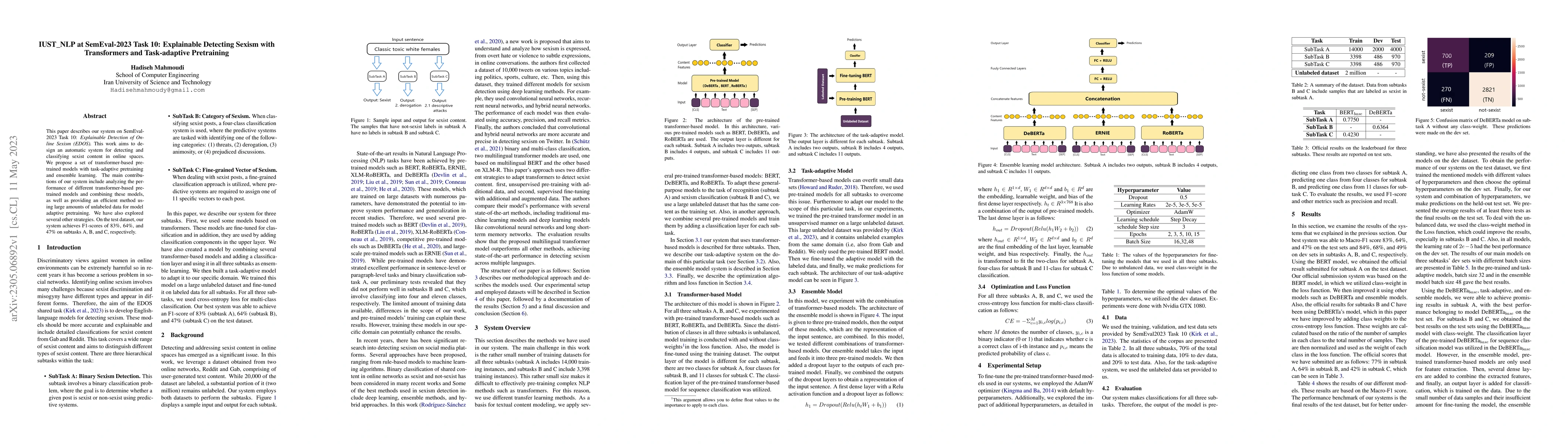 Thumbnail for IUST_NLP at SemEval-2023 Task 10: Explainable Detecting Sexism with
  Transformers and Task-adaptive Pretraining