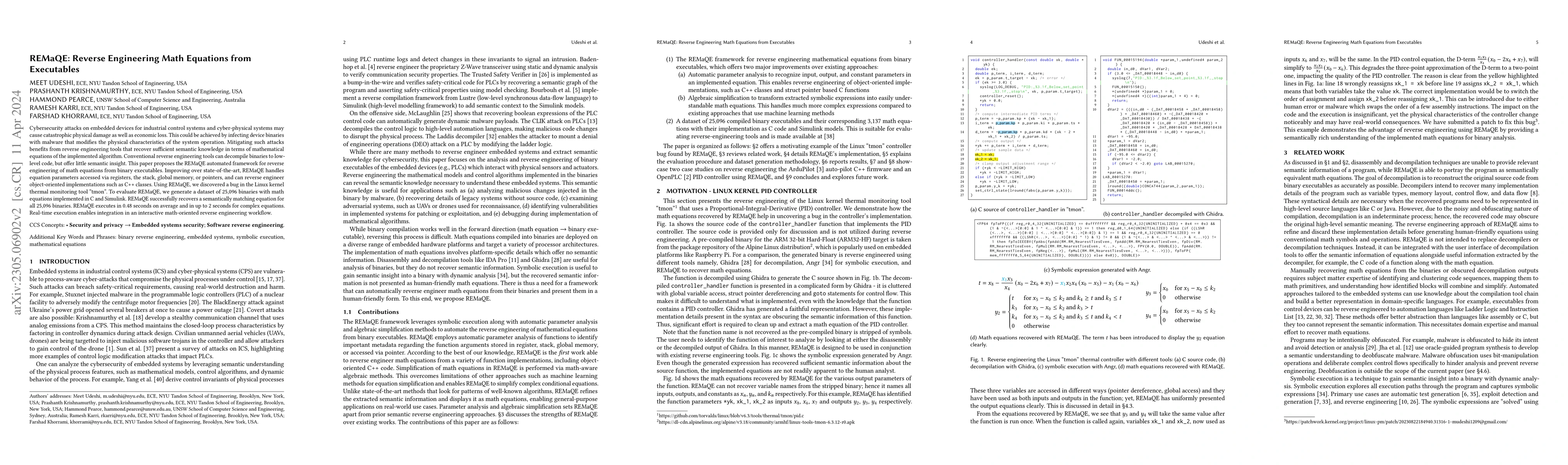 Thumbnail for REMaQE: Reverse Engineering Math Equations from Executables