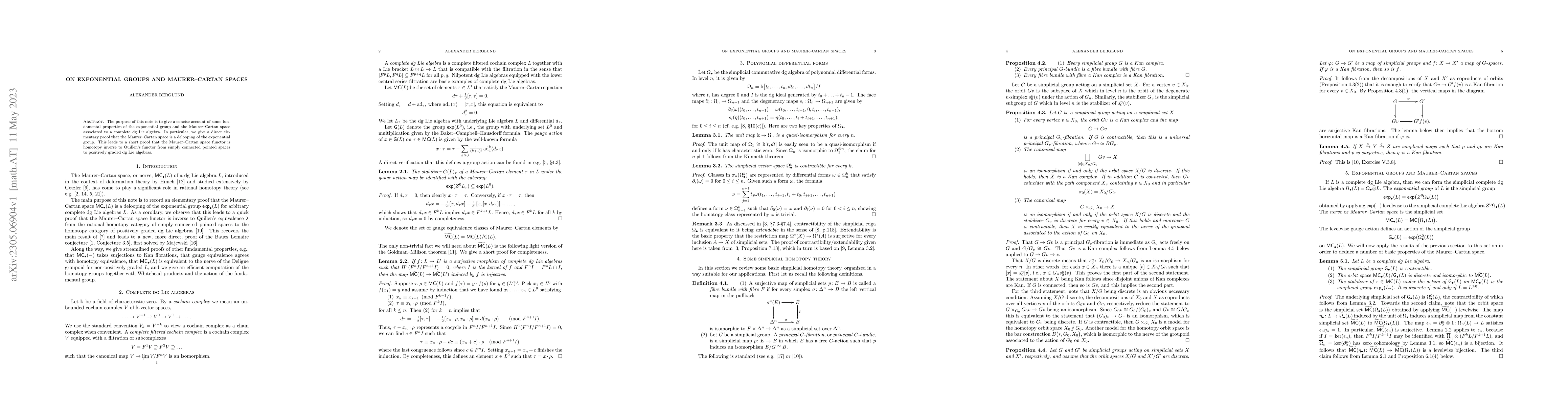 Thumbnail for On exponential groups and Maurer-Cartan spaces