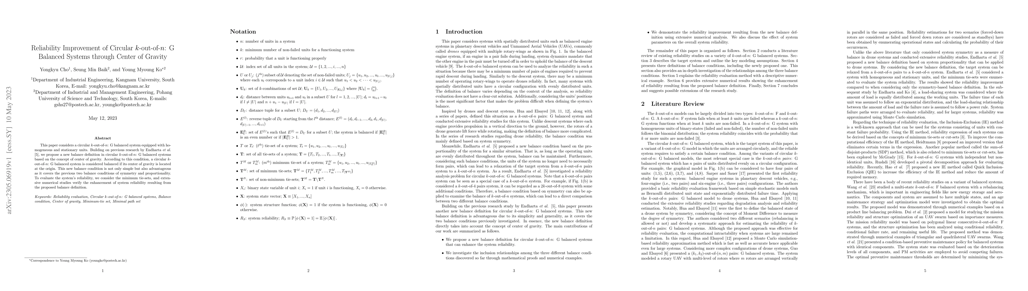Thumbnail for Reliability Improvement of Circular k-out-of-n: G Balanced Systems
  through Center of Gravity