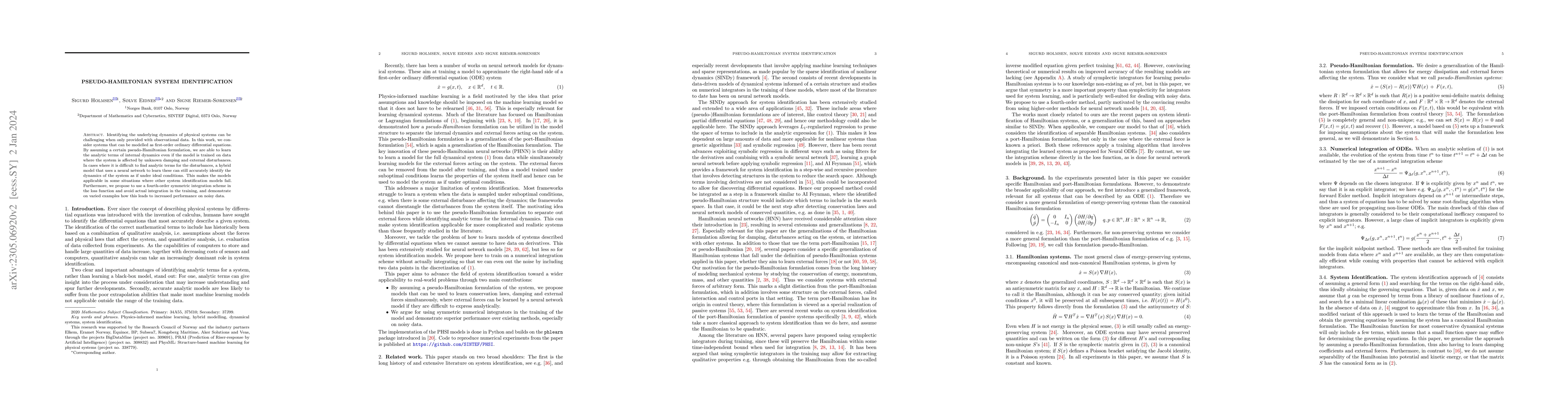 Thumbnail for Pseudo-Hamiltonian system identification