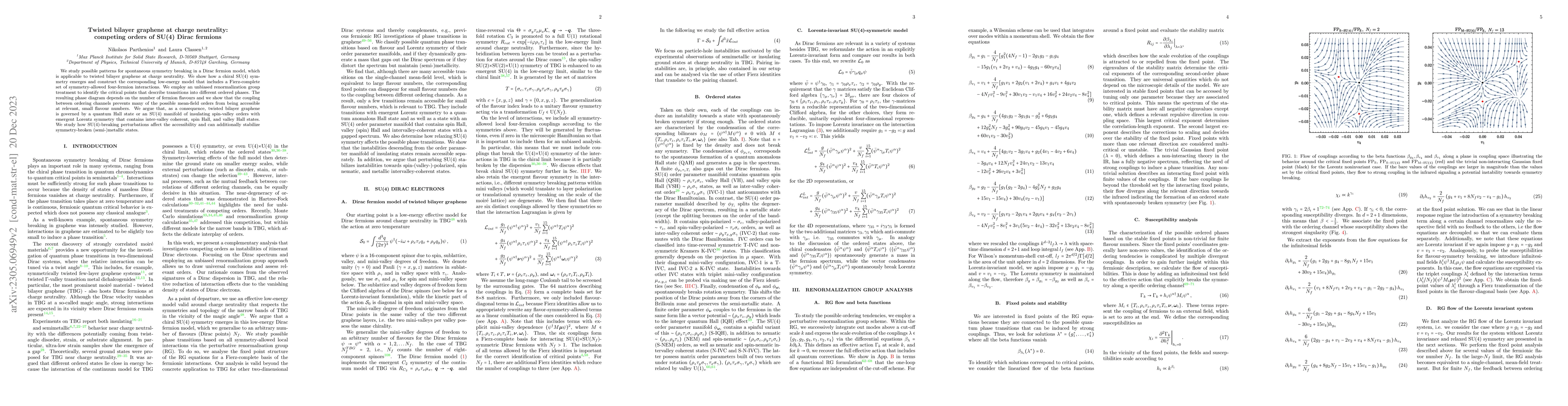 Thumbnail for Twisted bilayer graphene at charge neutrality: competing orders of SU(4)
  Dirac fermions