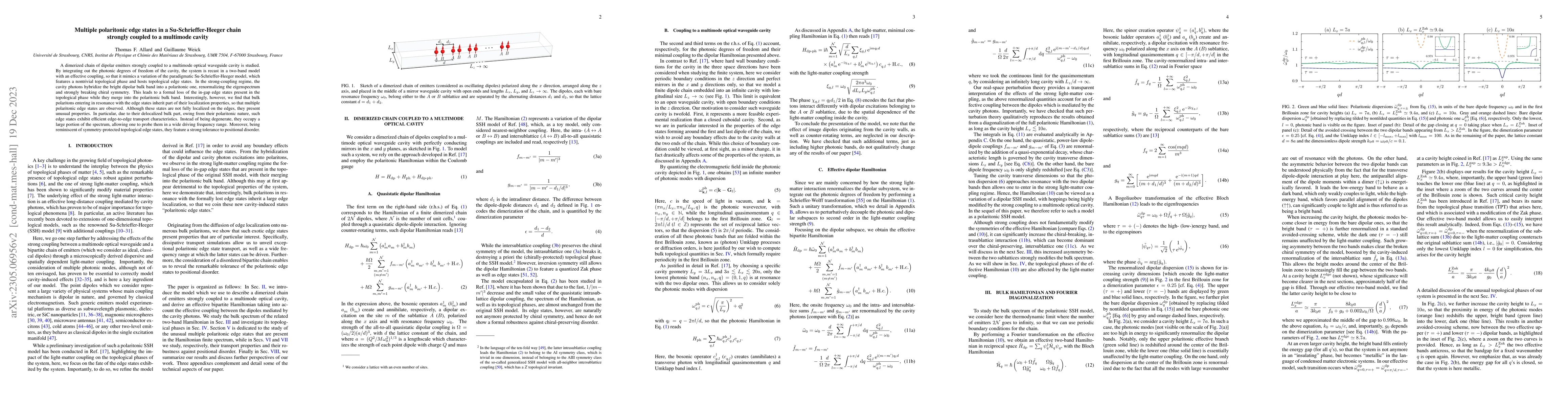 Thumbnail for Multiple polaritonic edge states in a Su-Schrieffer-Heeger chain
  strongly coupled to a multimode cavity
