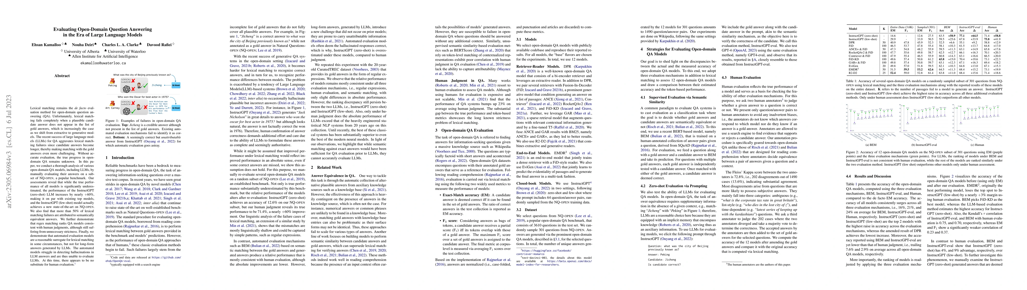 Thumbnail for Evaluating Open-Domain Question Answering in the Era of Large Language
  Models