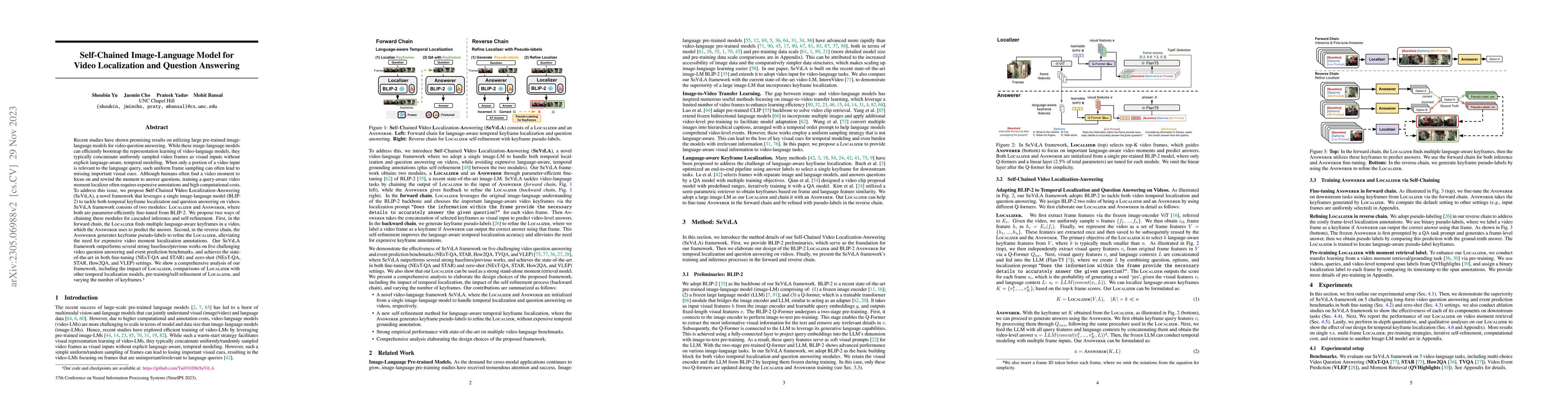 Thumbnail for Self-Chained Image-Language Model for Video Localization and Question
  Answering