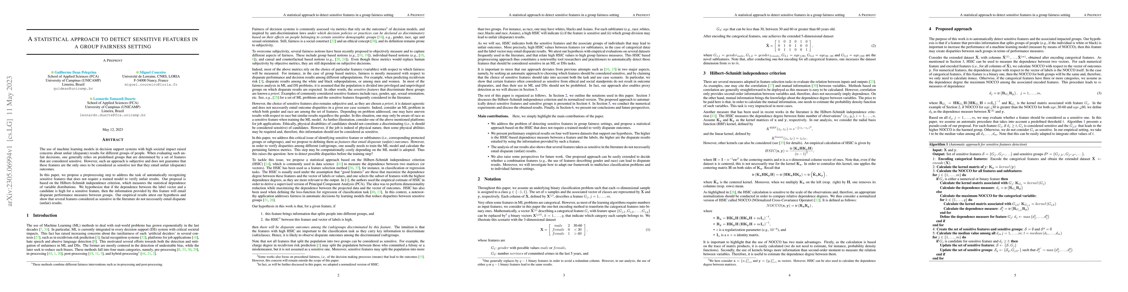 Thumbnail for A statistical approach to detect sensitive features in a group fairness
  setting