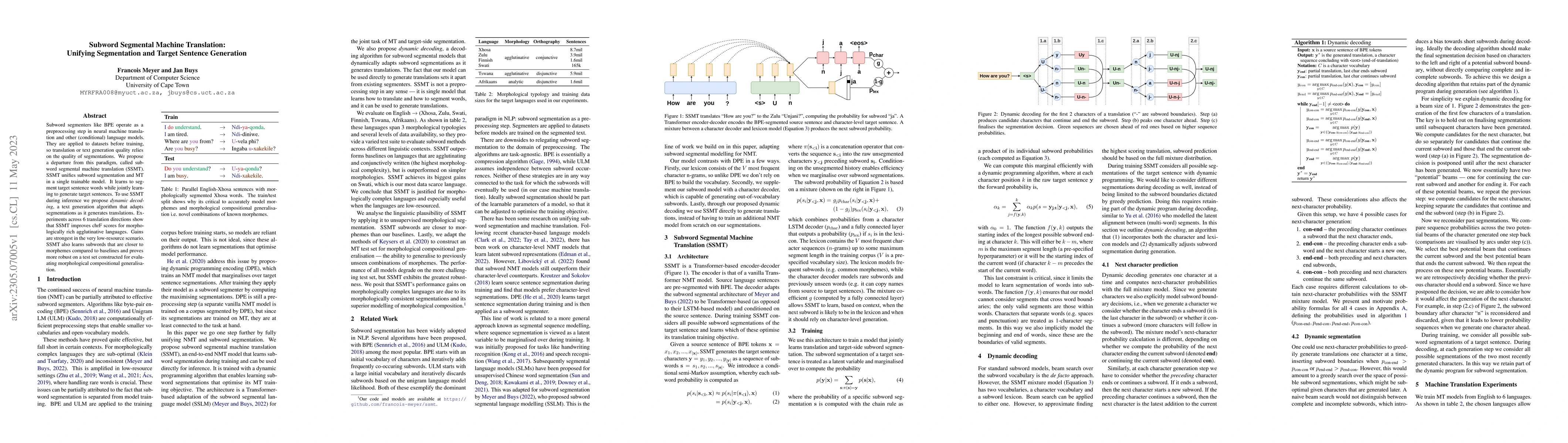 Thumbnail for Subword Segmental Machine Translation: Unifying Segmentation and Target
  Sentence Generation