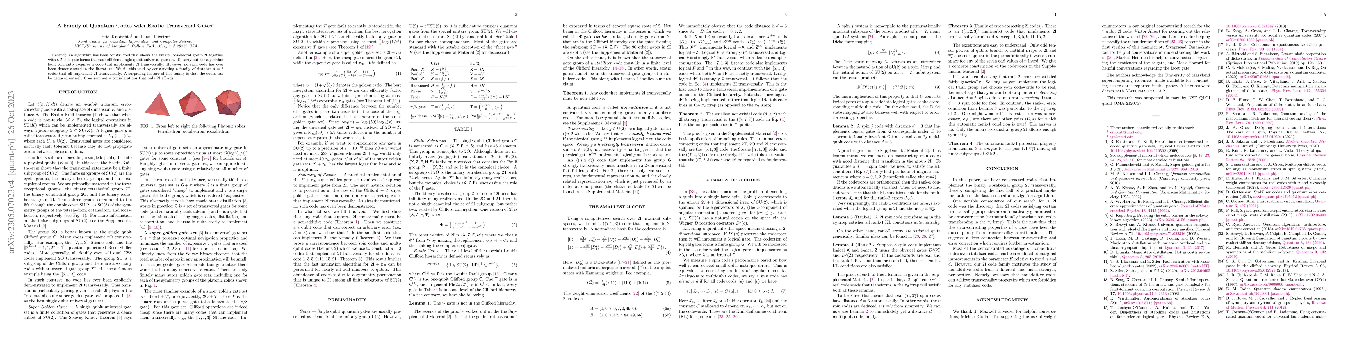 Thumbnail for A Family of Quantum Codes with Exotic Transversal Gates