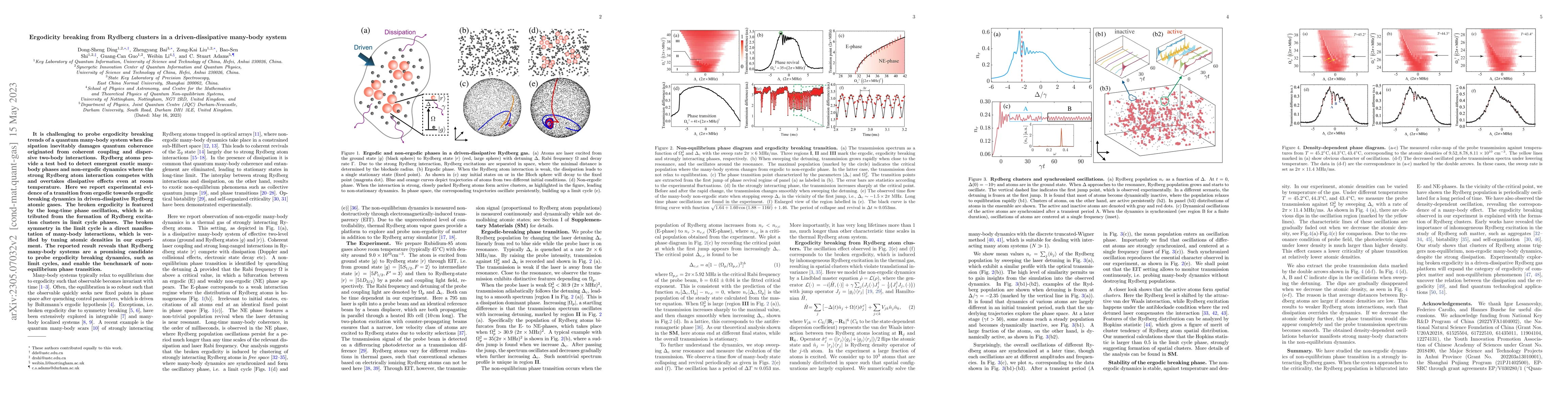 Thumbnail for Ergodicity breaking from Rydberg clusters in a driven-dissipative
  many-body system