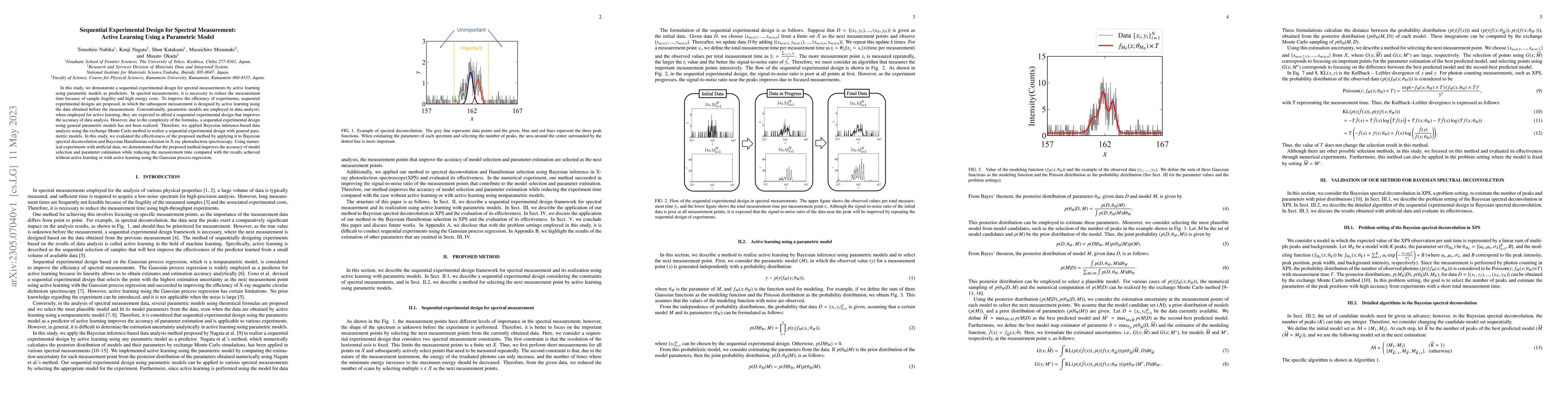 Thumbnail for Sequential Experimental Design for Spectral Measurement: Active Learning
  Using a Parametric Model