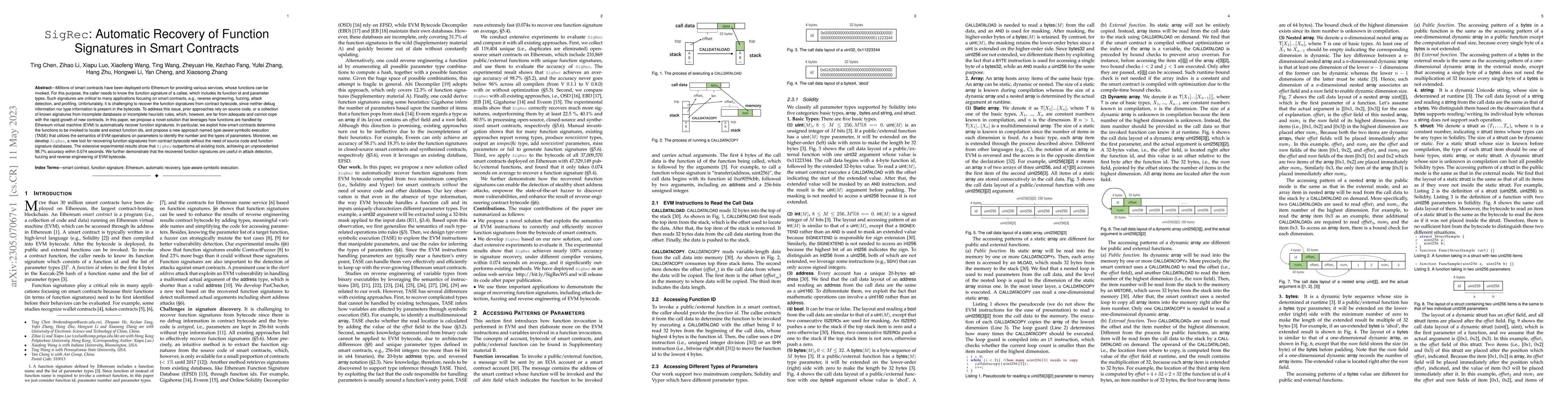 Thumbnail for SigRec: Automatic Recovery of Function Signatures in Smart Contracts