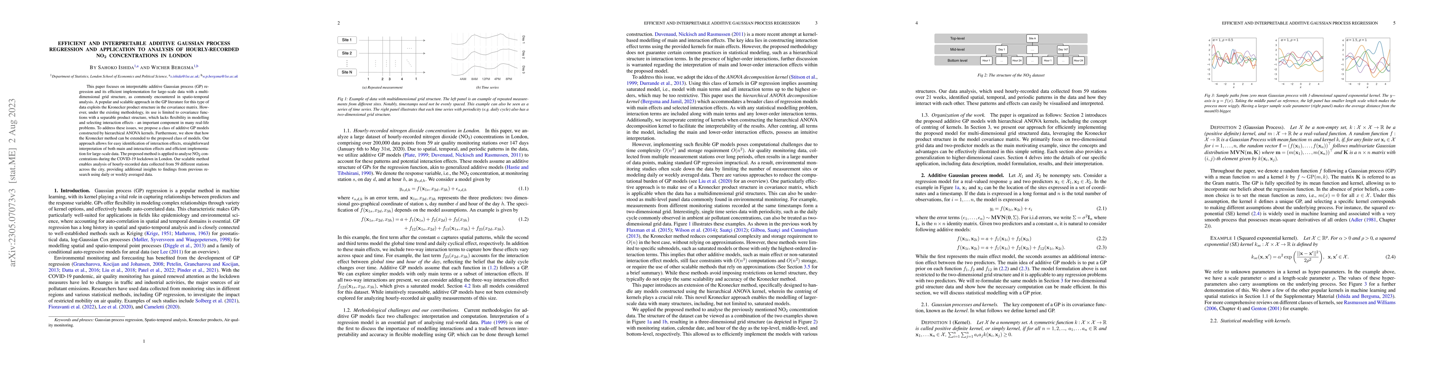 Thumbnail for Efficient and Interpretable Additive Gaussian Process Regression and
  Application to Analysis of Hourly-recorded $\text{NO}_2$ Concentrations in
  London