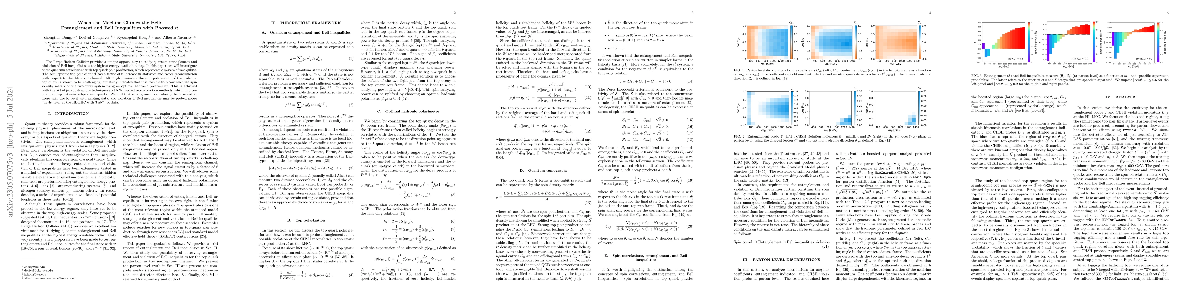 Thumbnail for When the Machine Chimes the Bell: Entanglement and Bell Inequalities
  with Boosted $t\bar{t}$