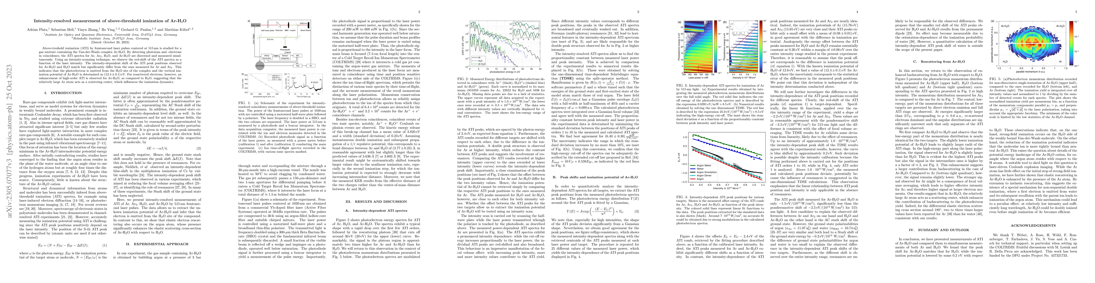 Thumbnail for Intensity-resolved measurement of above-threshold ionization of
  Ar-H$_2$O