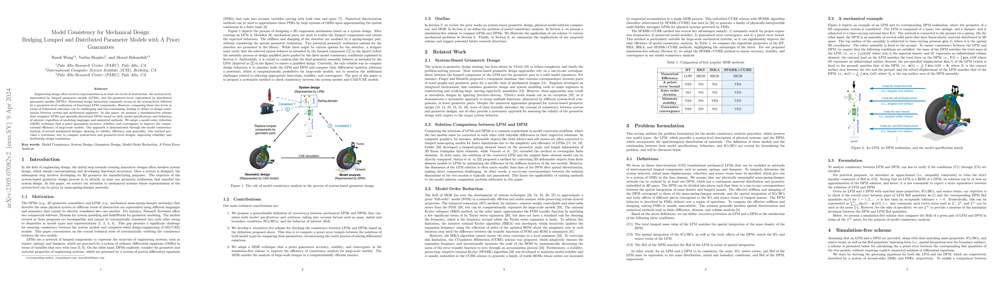 Thumbnail for Model Consistency for Mechanical Design: Bridging Lumped and Distributed
  Parameter Models with A Priori Guarantees