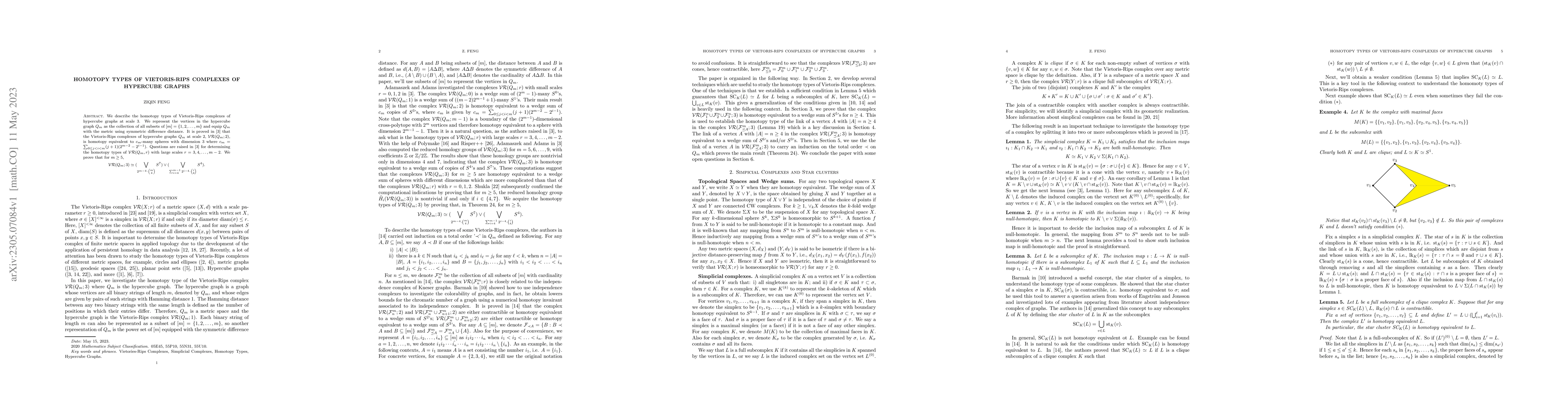Thumbnail for Homotopy types of Vietoris-Rips complexes of Hypercube Graphs