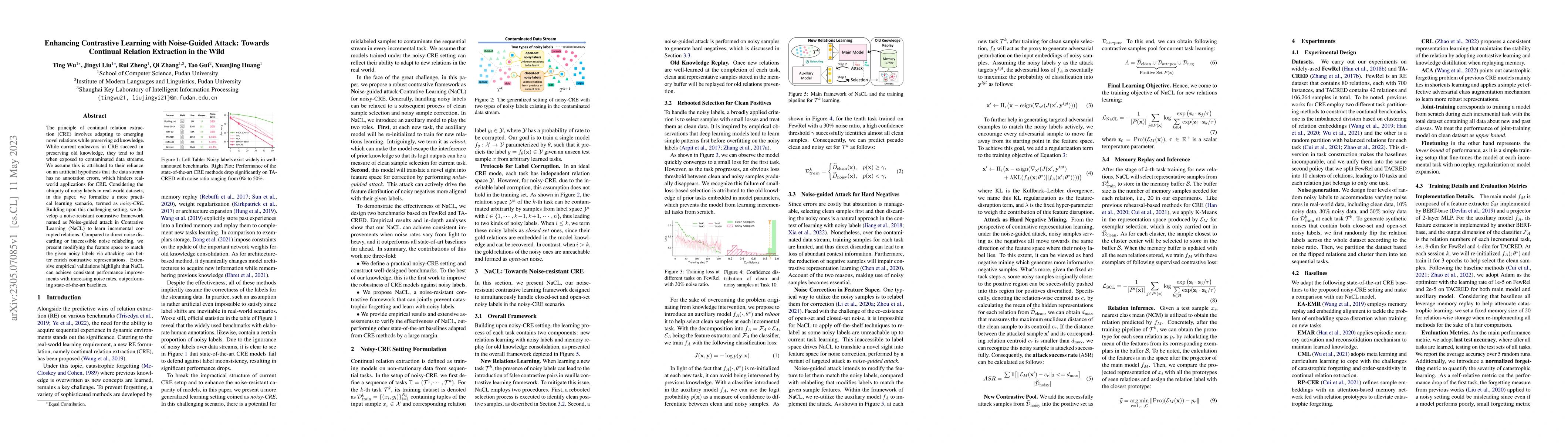 Thumbnail for Enhancing Contrastive Learning with Noise-Guided Attack: Towards
  Continual Relation Extraction in the Wild