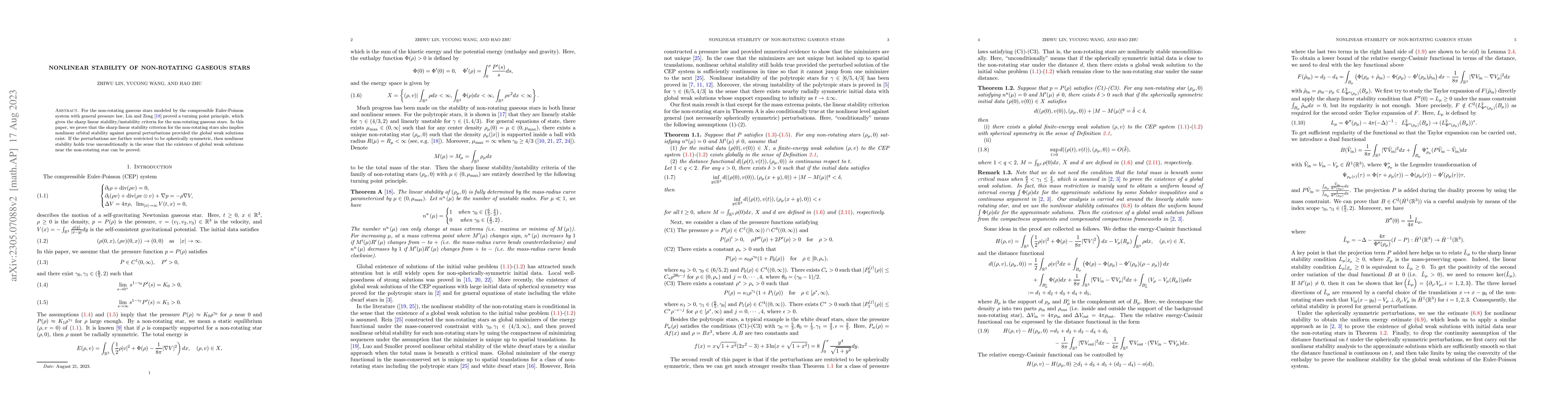 Thumbnail for Nonlinear stability of non-rotating gaseous stars