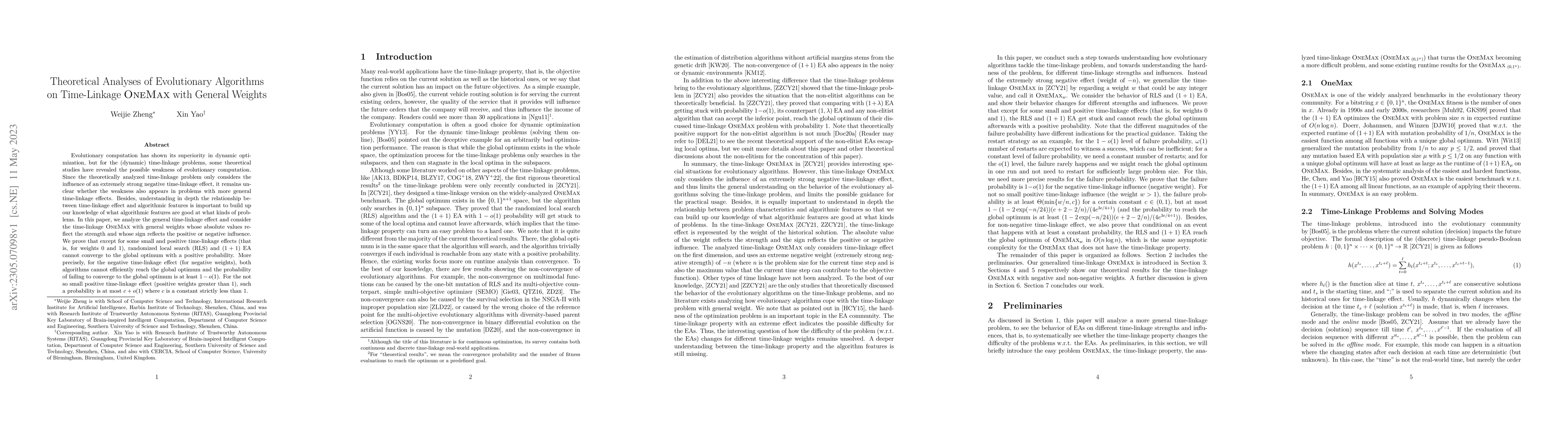 Thumbnail for Theoretical Analyses of Evolutionary Algorithms on Time-Linkage OneMax
  with General Weights