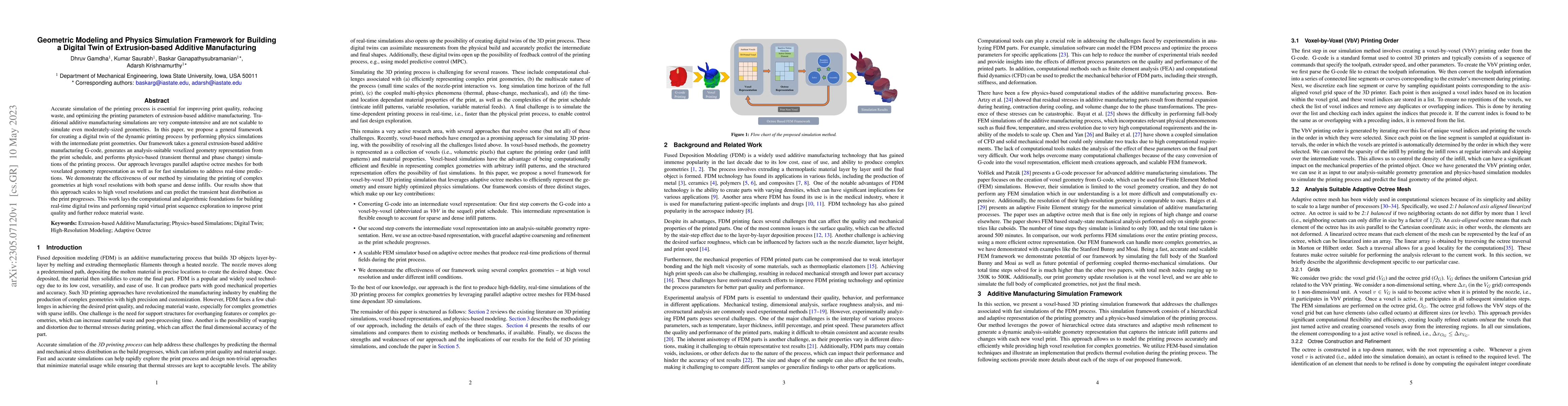 Thumbnail for Geometric Modeling and Physics Simulation Framework for Building a
  Digital Twin of Extrusion-based Additive Manufacturing