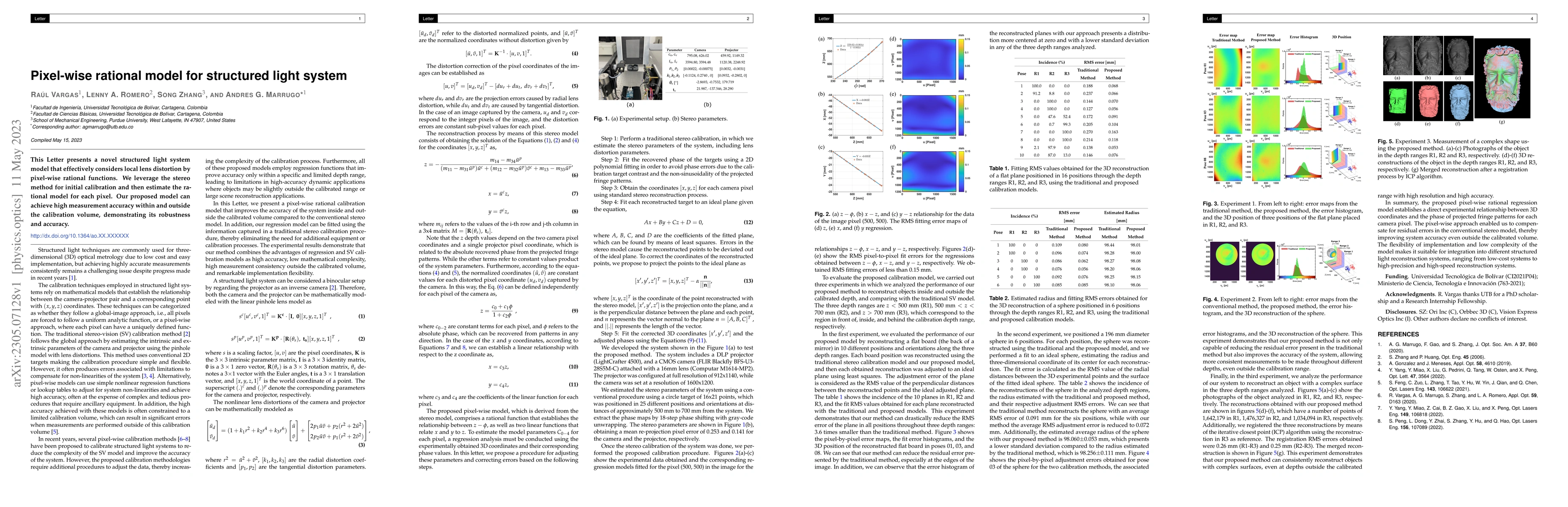 Thumbnail for Pixel-wise rational model for structured light system