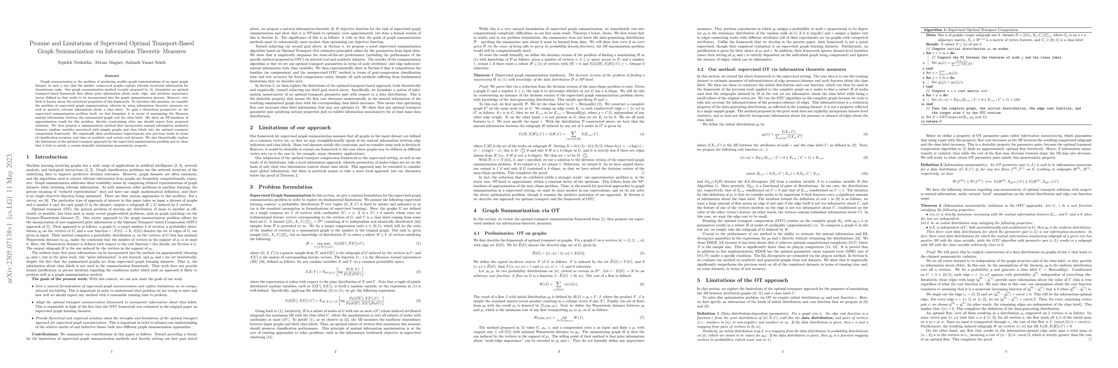 Thumbnail for Promise and Limitations of Supervised Optimal Transport-Based Graph
  Summarization via Information Theoretic Measures