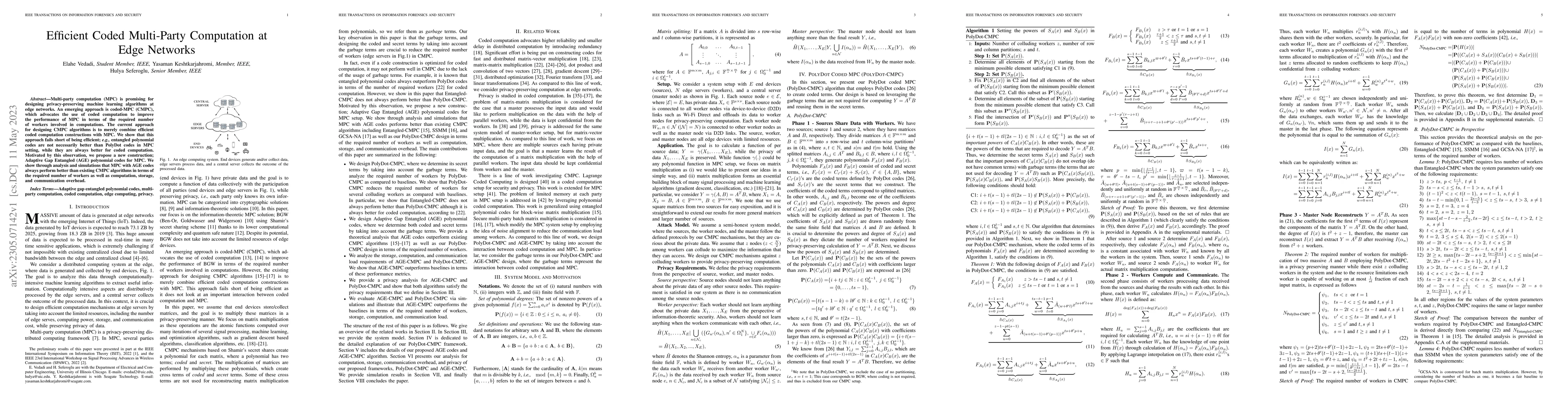 Thumbnail for Efficient Coded Multi-Party Computation at Edge Networks
