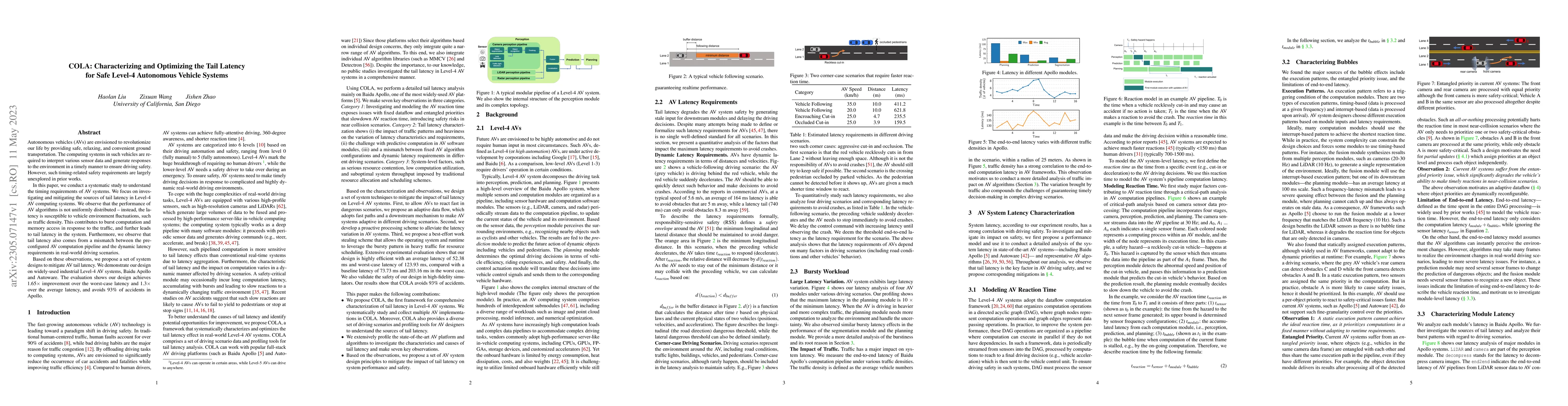 Thumbnail for COLA: Characterizing and Optimizing the Tail Latency for Safe Level-4
  Autonomous Vehicle Systems