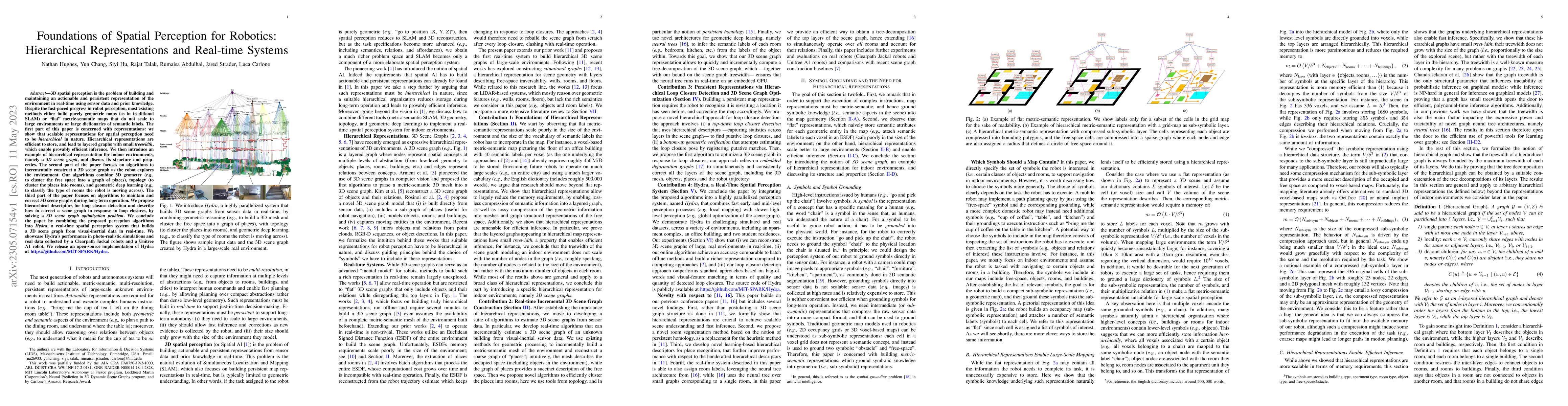 Thumbnail for Foundations of Spatial Perception for Robotics: Hierarchical
  Representations and Real-time Systems