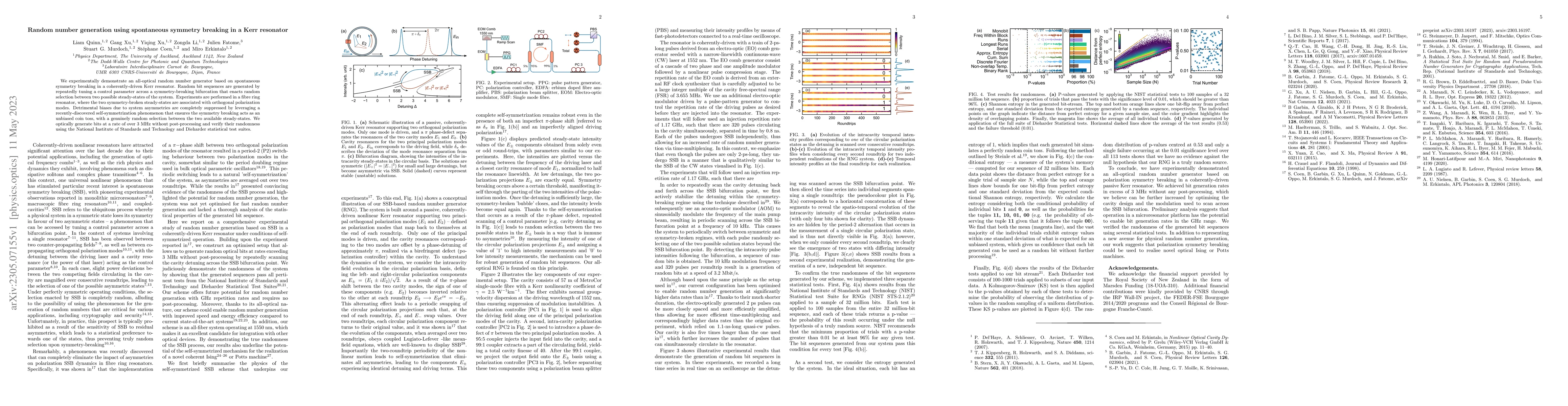 Thumbnail for Random number generation using spontaneous symmetry breaking in a Kerr
  resonator