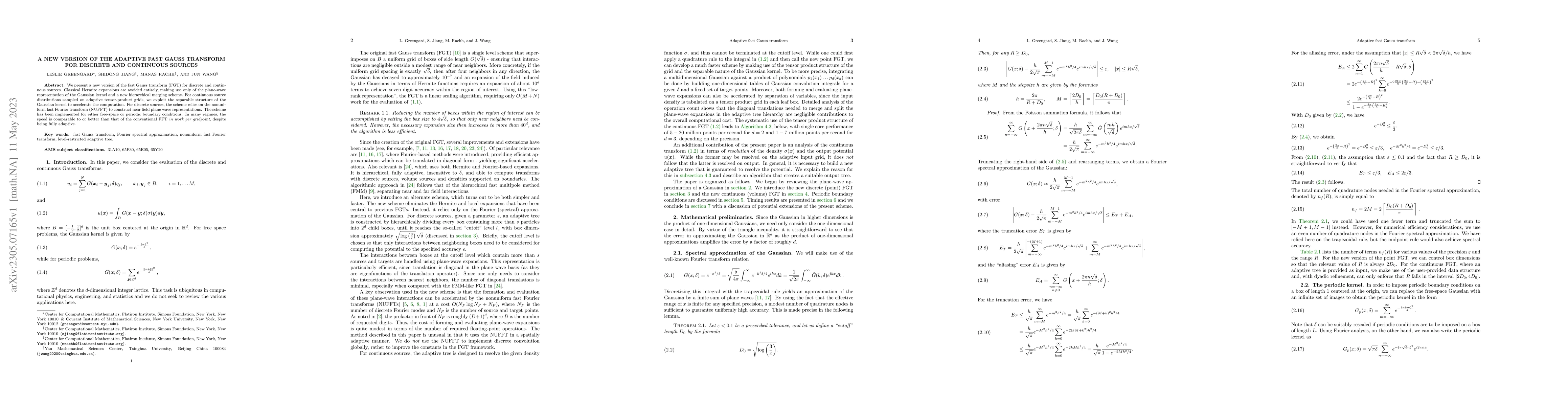 Thumbnail for A new version of the adaptive fast Gauss transform for discrete and
  continuous sources