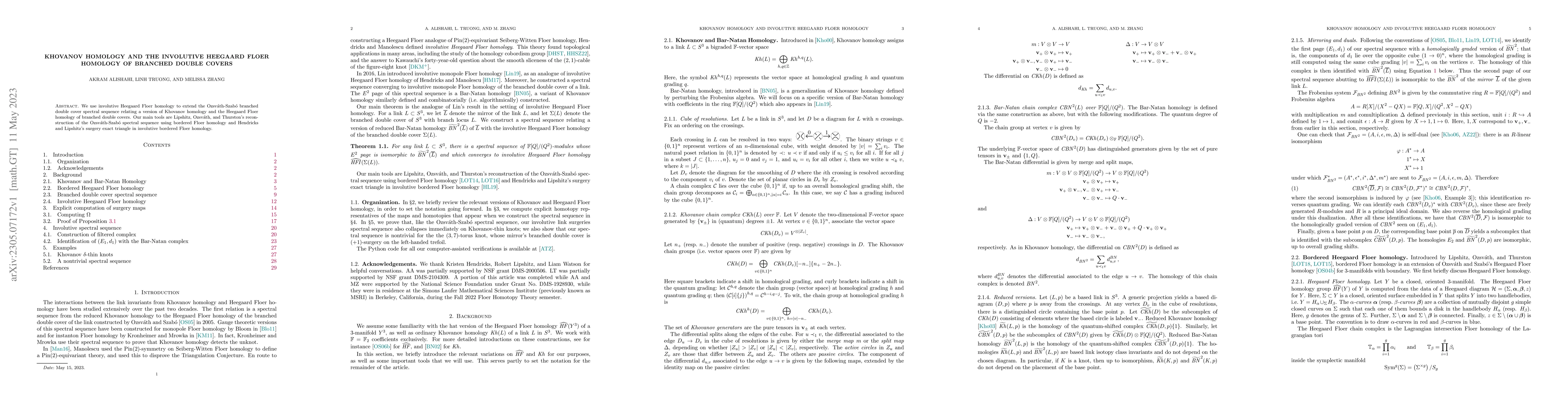 Thumbnail for Khovanov homology and the Involutive Heegaard Floer homology of branched
  double covers