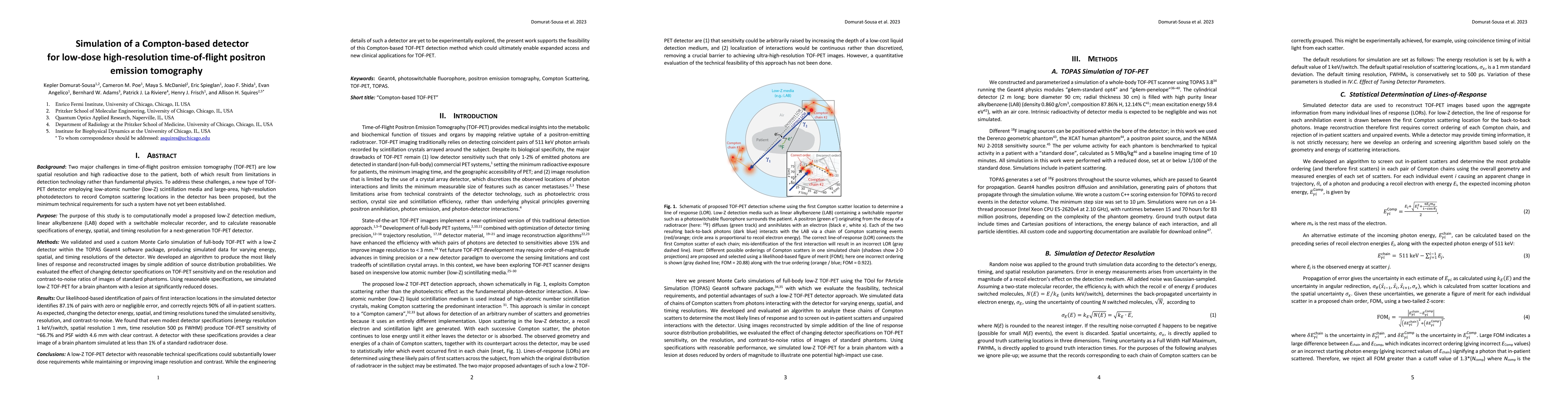 Thumbnail for Simulation of a Compton-based detector for low-dose high-resolution
  time-of-flight positron emission tomography