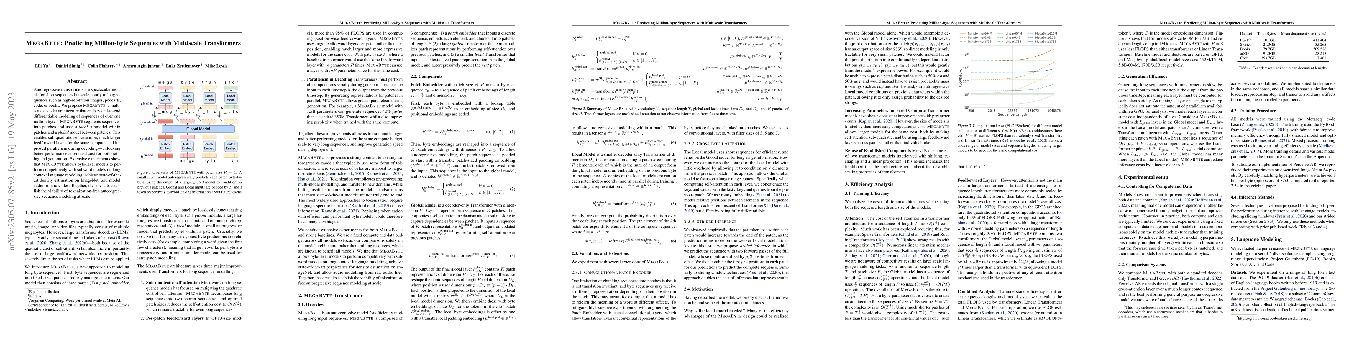 Thumbnail for MEGABYTE: Predicting Million-byte Sequences with Multiscale Transformers