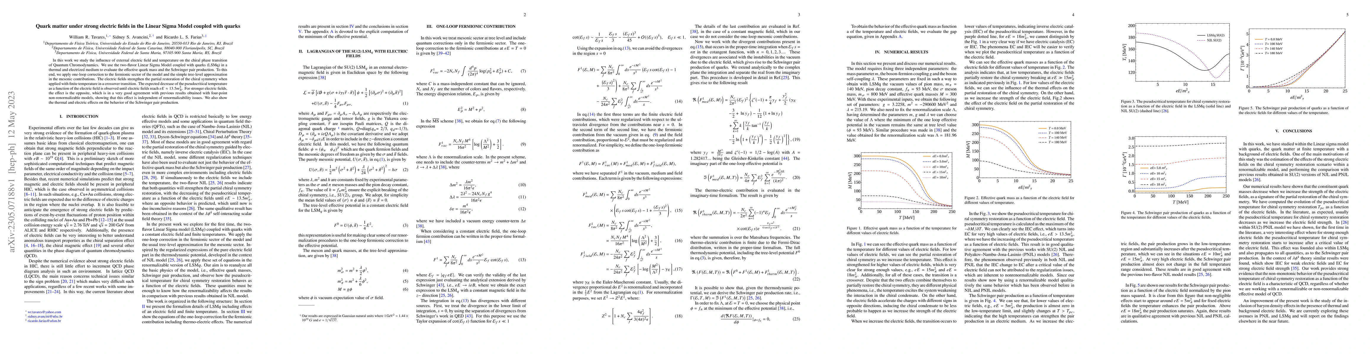 Thumbnail for Quark matter under strong electric fields in the Linear Sigma Model
  coupled with quarks