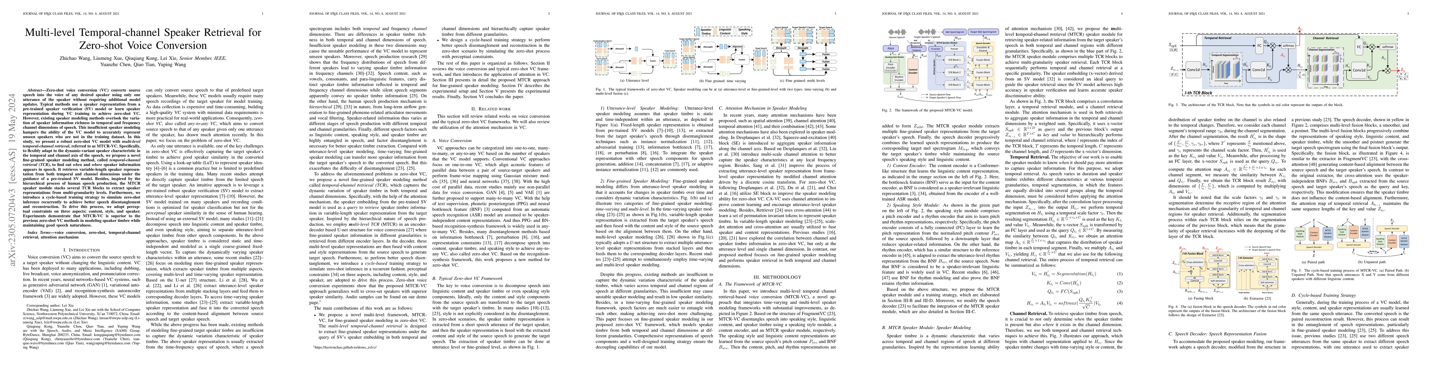 Thumbnail for Multi-level Temporal-channel Speaker Retrieval for Zero-shot Voice
  Conversion