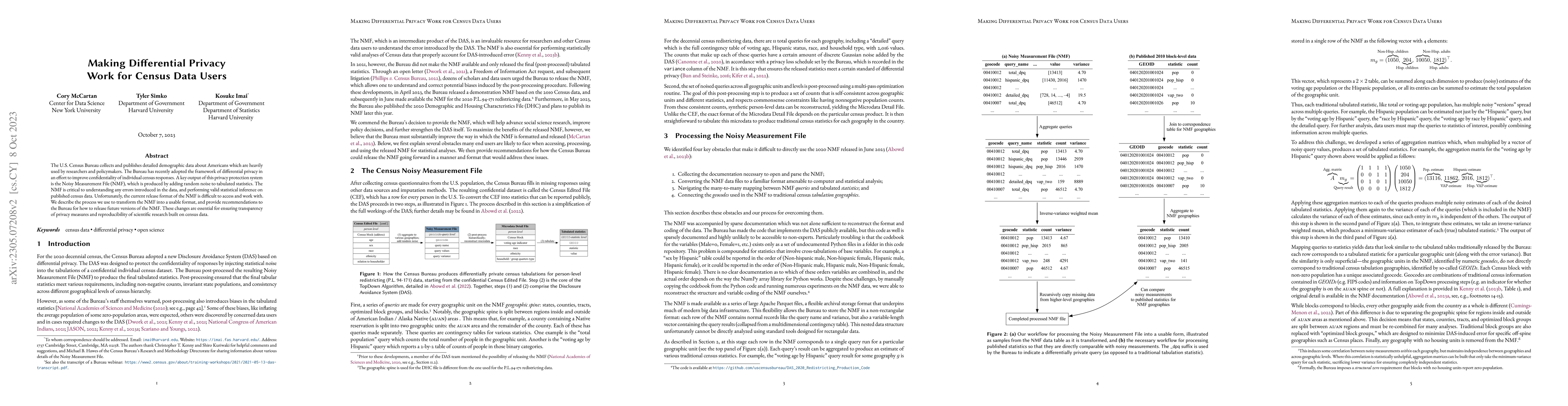 Thumbnail for Making Differential Privacy Work for Census Data Users