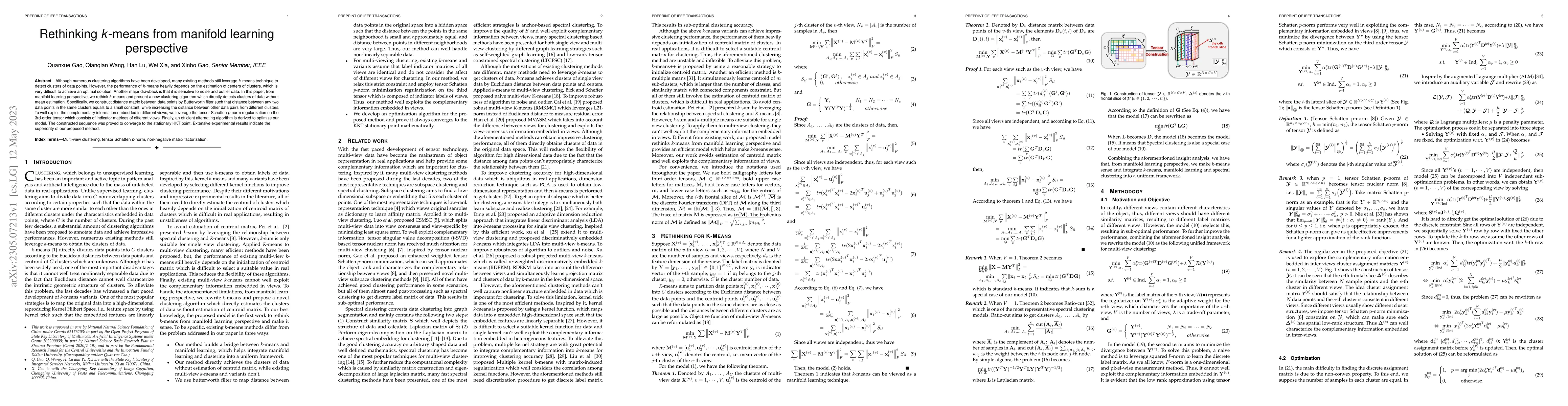Thumbnail for Rethinking k-means from manifold learning perspective