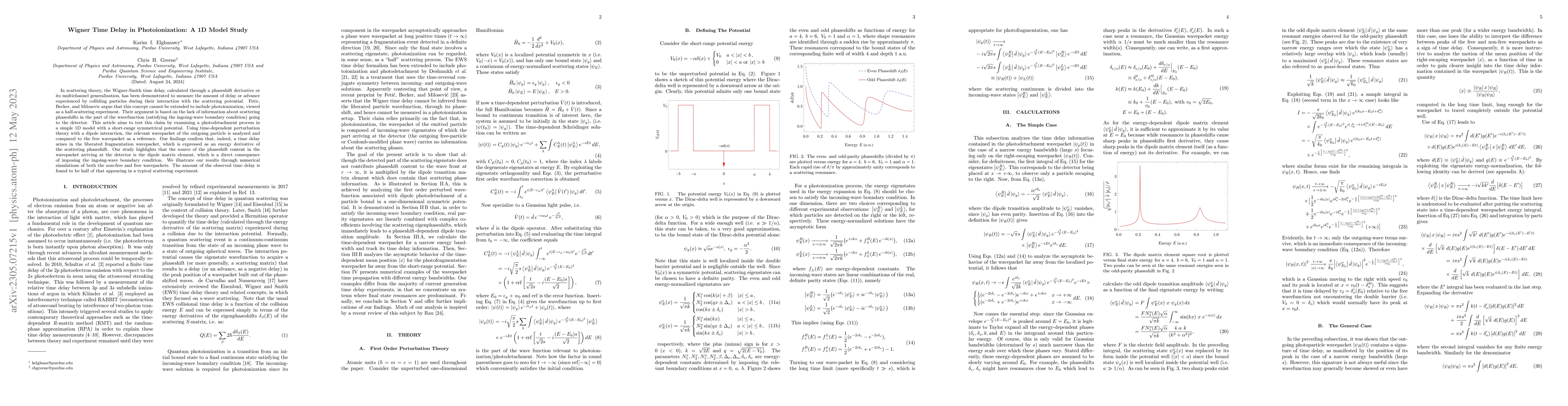 Thumbnail for Wigner Time Delay in Photoionization: A 1D Model Study