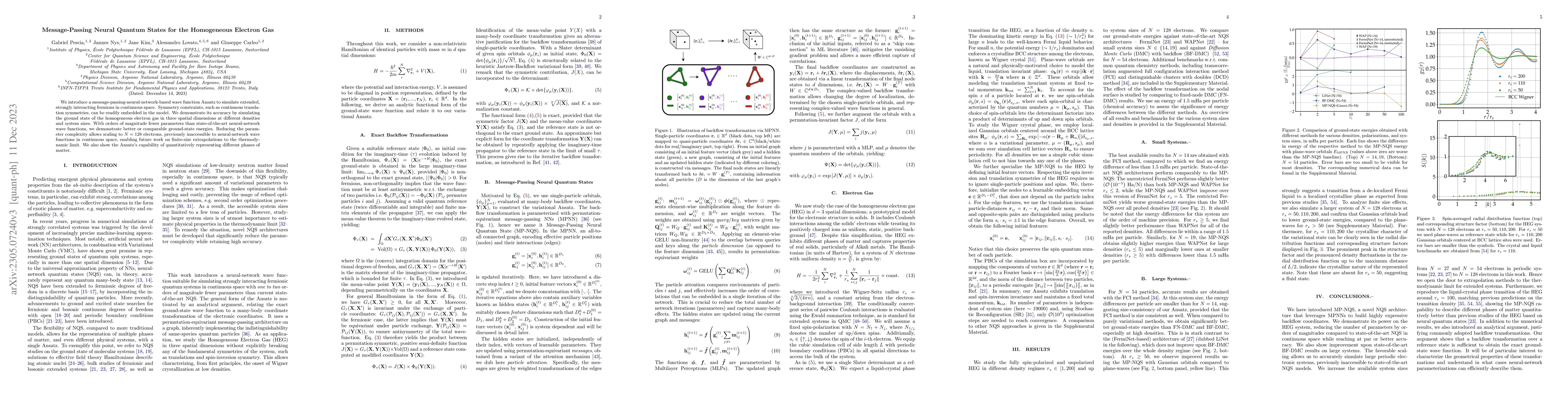 Thumbnail for Message-Passing Neural Quantum States for the Homogeneous Electron Gas