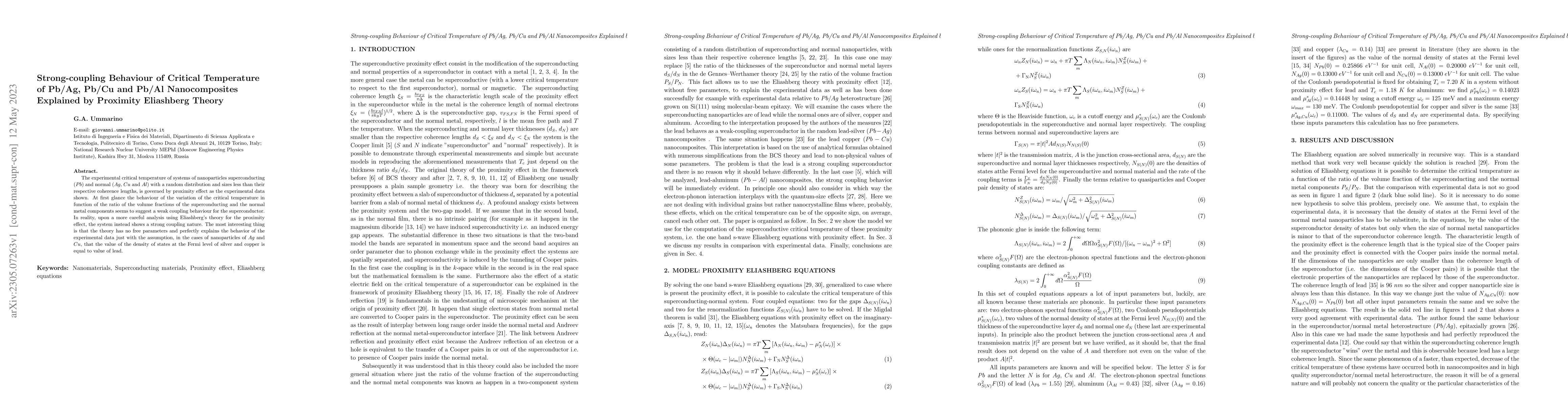 Thumbnail for Strong-coupling Behaviour of Critical Temperature of Pb/Ag, Pb/Cu and
  Pb/Al Nanocomposites Explained by Proximity Eliashberg Theory