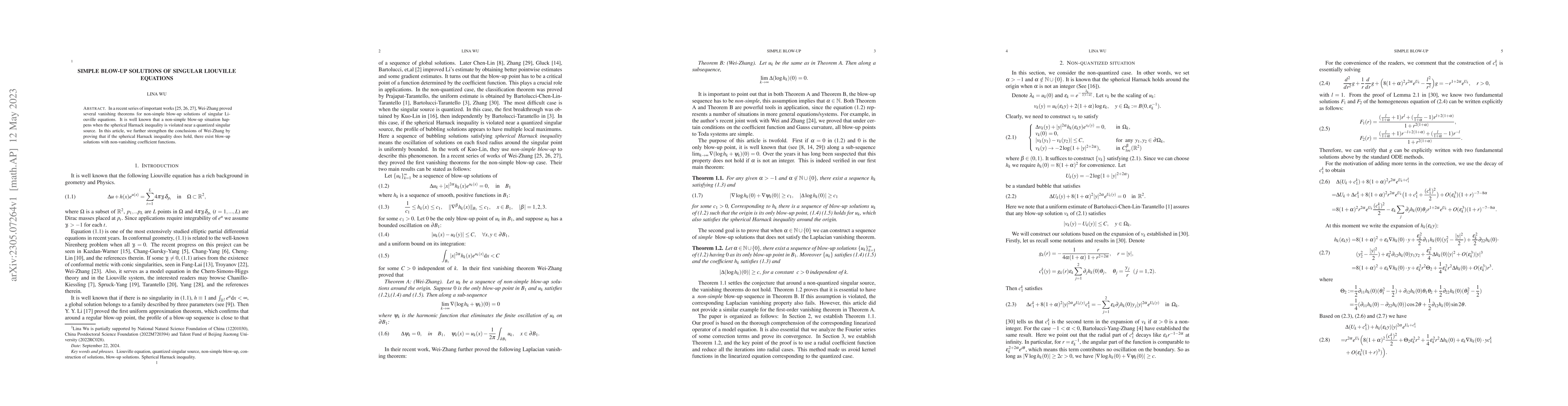 Thumbnail for Simple blow-up solutions of singular Liouville equations
