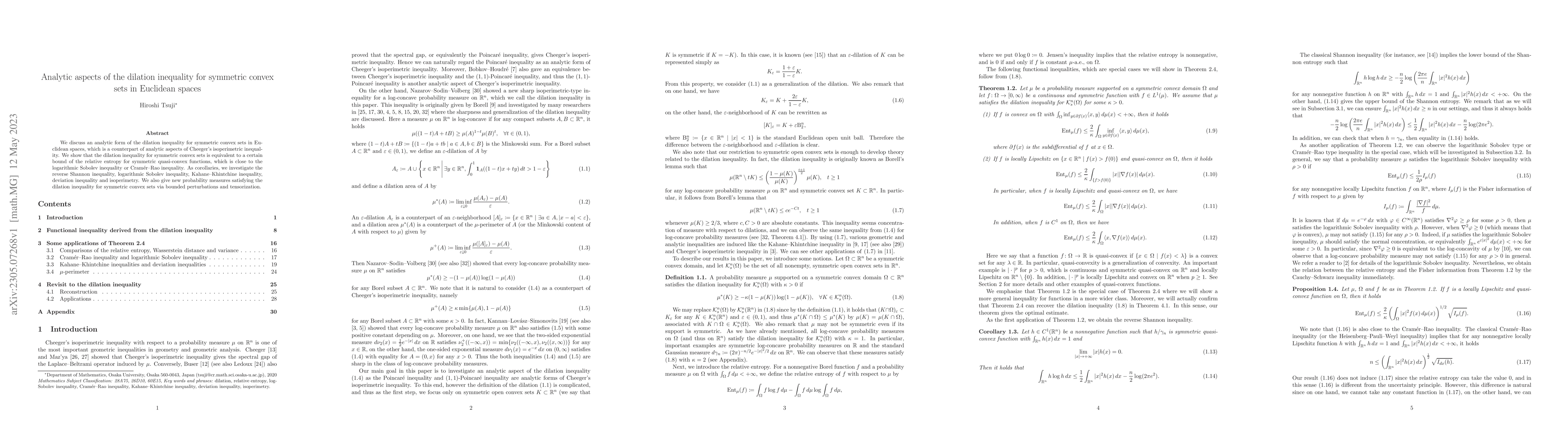 Thumbnail for Analytic aspects of the dilation inequality for symmetric convex sets in
  Euclidean spaces